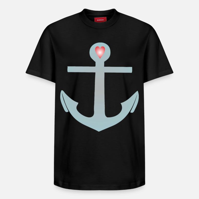 Anker Maritim Herz - Relaxed Unisex Supima Cotton T-Shirt – von SPREAD - Schwarz