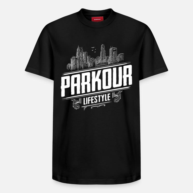 Parkour - Parcour - Freerunning - T-shirt unisexe décontracté en coton Supima – de SPREAD - noir
