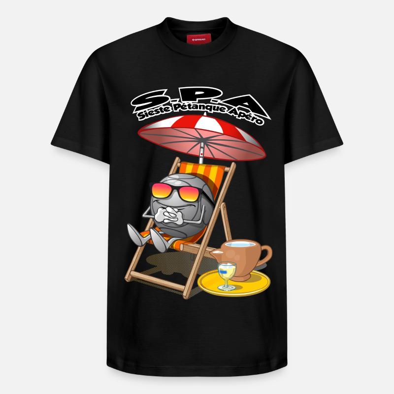 Sieste apéro pétanque - T-shirt unisexe décontracté en coton Supima – de SPREAD - noir