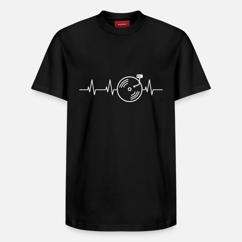 Rythme cardiaque DJ - T-shirt unisexe décontracté en coton Supima – de SPREAD - noir