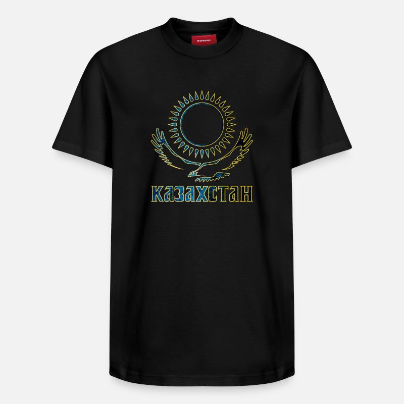 Inscription aigle kazakh - T-shirt unisexe décontracté en coton Supima – de SPREAD - noir