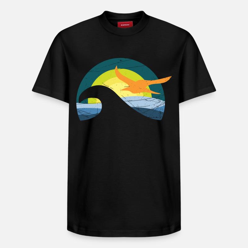 Möwe am Meer - Relaxed Unisex Supima Cotton T-Shirt – von SPREAD - Schwarz