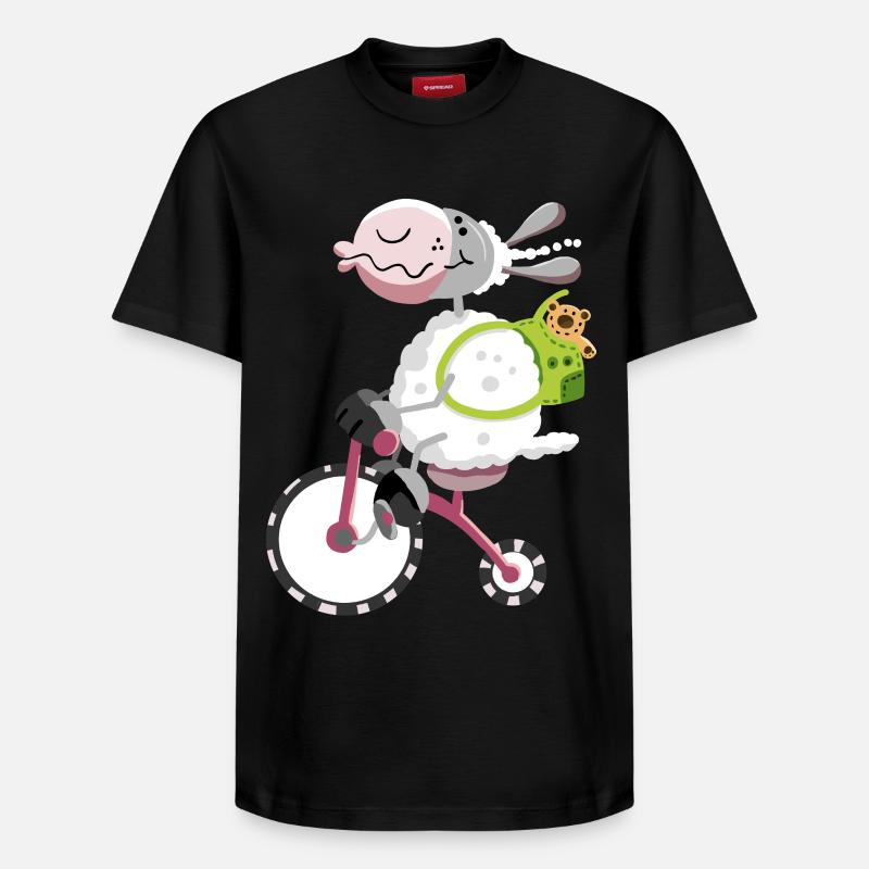 Mouton avec vélo - T-shirt unisexe décontracté en coton Supima – de SPREAD - noir