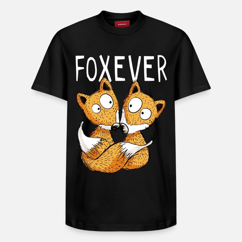 Foxever - Forever - Fuchs - Partnerschaft - Paar - Relaxed Unisex Supima Cotton T-Shirt – von SPREAD - Schwarz