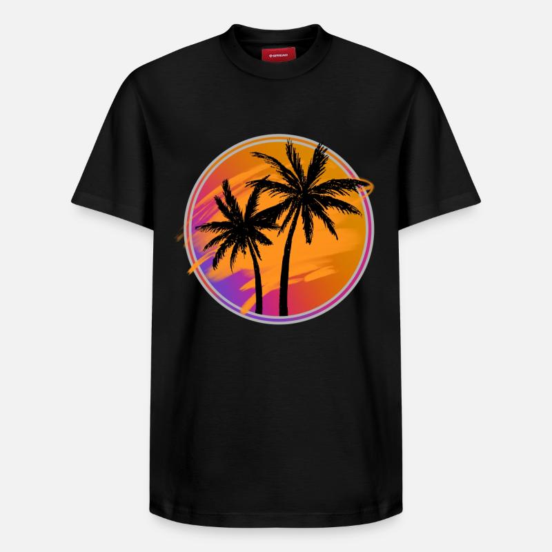 Palmiers rétro - T-shirt unisexe décontracté en coton Supima – de SPREAD - noir