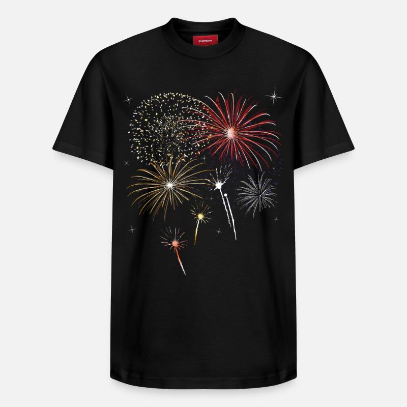 Feux d'artifice le jour de l'an - T-shirt unisexe décontracté en coton Supima – de SPREAD - noir