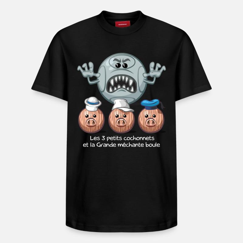les 3 petits cochonets - T-shirt unisexe décontracté en coton Supima – de SPREAD - noir
