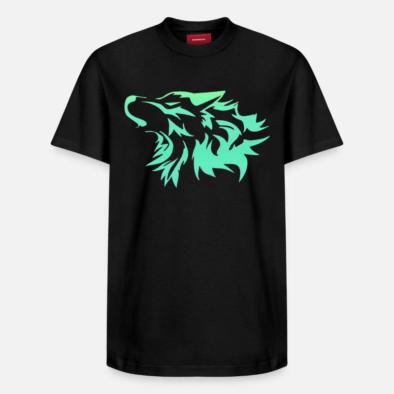 Loup vert vif - T-shirt unisexe décontracté en coton Supima – de SPREAD - noir
