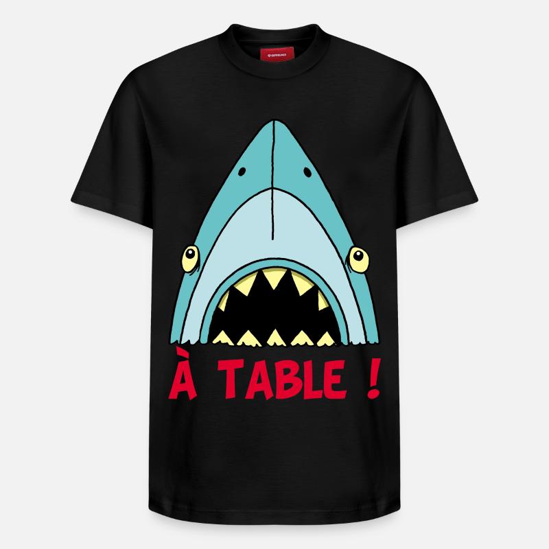 Requin qui a faim ! - T-shirt unisexe décontracté en coton Supima – de SPREAD - noir