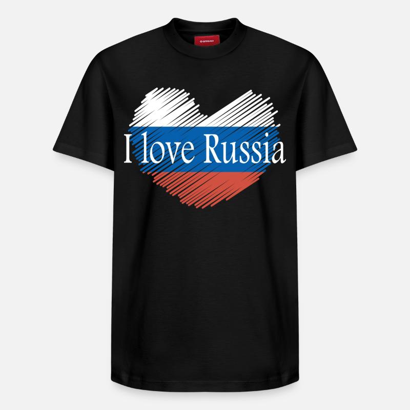 J'aime la russie - T-shirt unisexe décontracté en coton Supima – de SPREAD - noir
