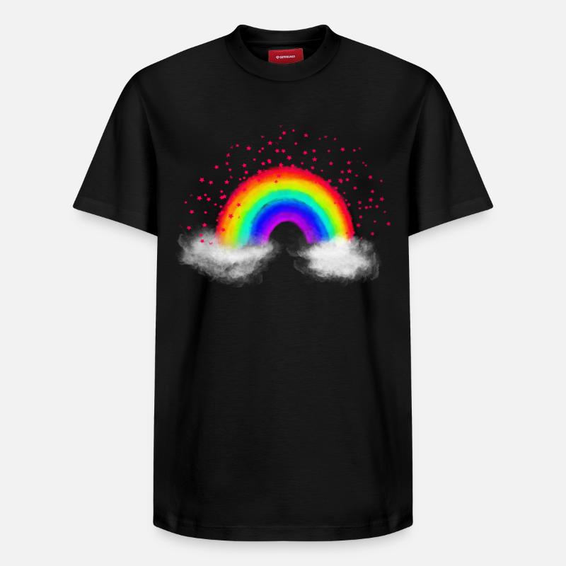 Nuages arc-en-ciel - T-shirt unisexe décontracté en coton Supima – de SPREAD - noir