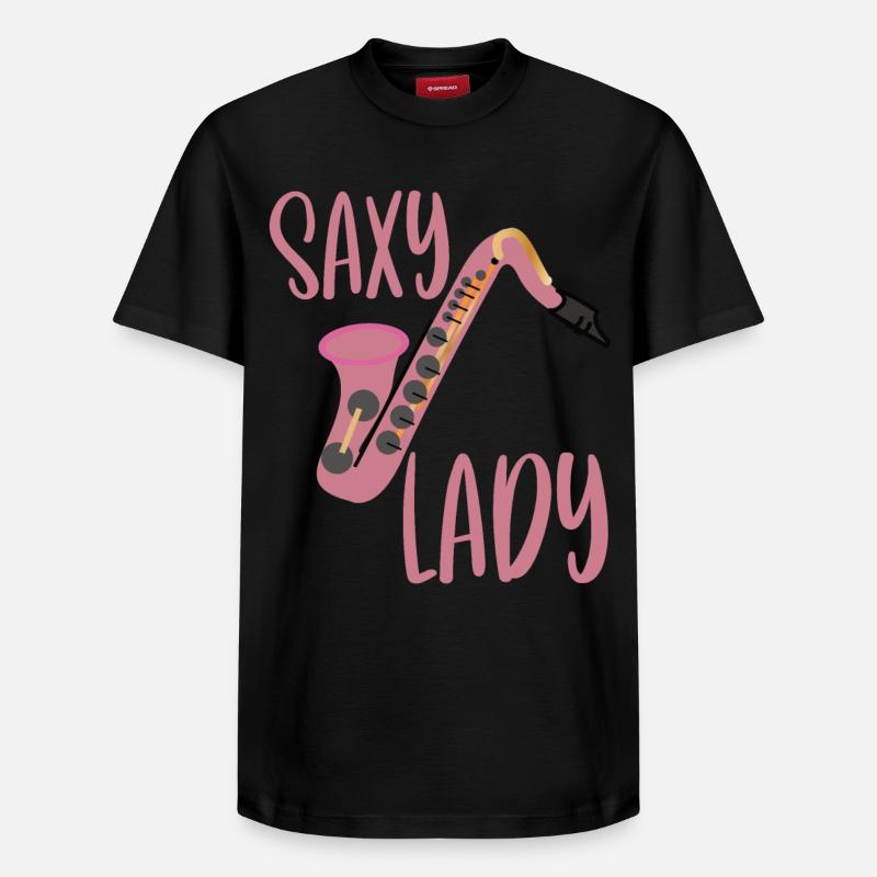 Saxophone Saxophoniste Saxophone Saxy Lady - T-shirt unisexe décontracté en coton Supima – de SPREAD - noir