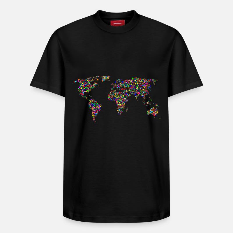 EARTH DOT: Points planisphere - Relaxed Unisex Supima Cotton T-Shirt – by SPREAD - black