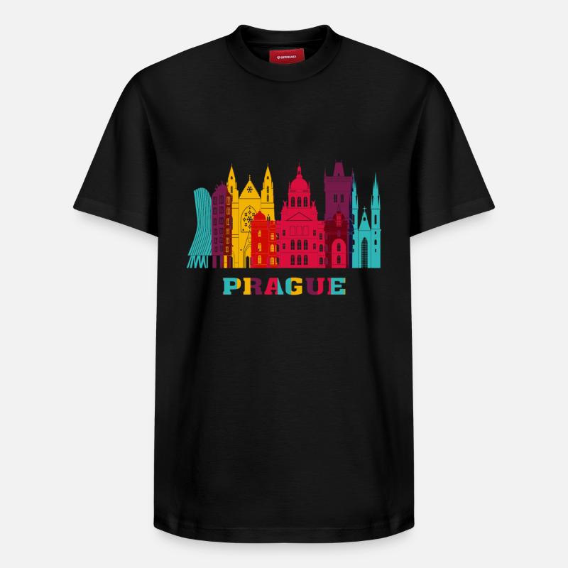 Prague City Skyline Czeck Landmark - T-shirt unisexe décontracté en coton Supima – de SPREAD - noir