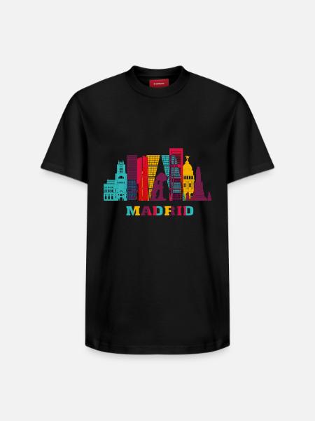 Madrid City Skyline Spain Landmark - Relaxed Unisex Supima Cotton T-Shirt – by SPREAD - black
