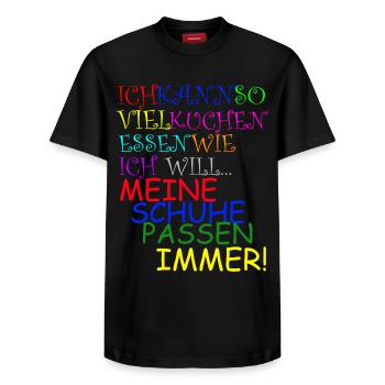 KUCHEN - Relaxed Unisex Supima Cotton T-Shirt – von SPREAD - Schwarz - Vorne - AI Model Female 172 light (172cm) & AI Model Male 178 light (178cm)