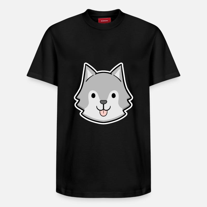 Autocollant tête husky heureuse - T-shirt unisexe décontracté en coton Supima – de SPREAD - noir
