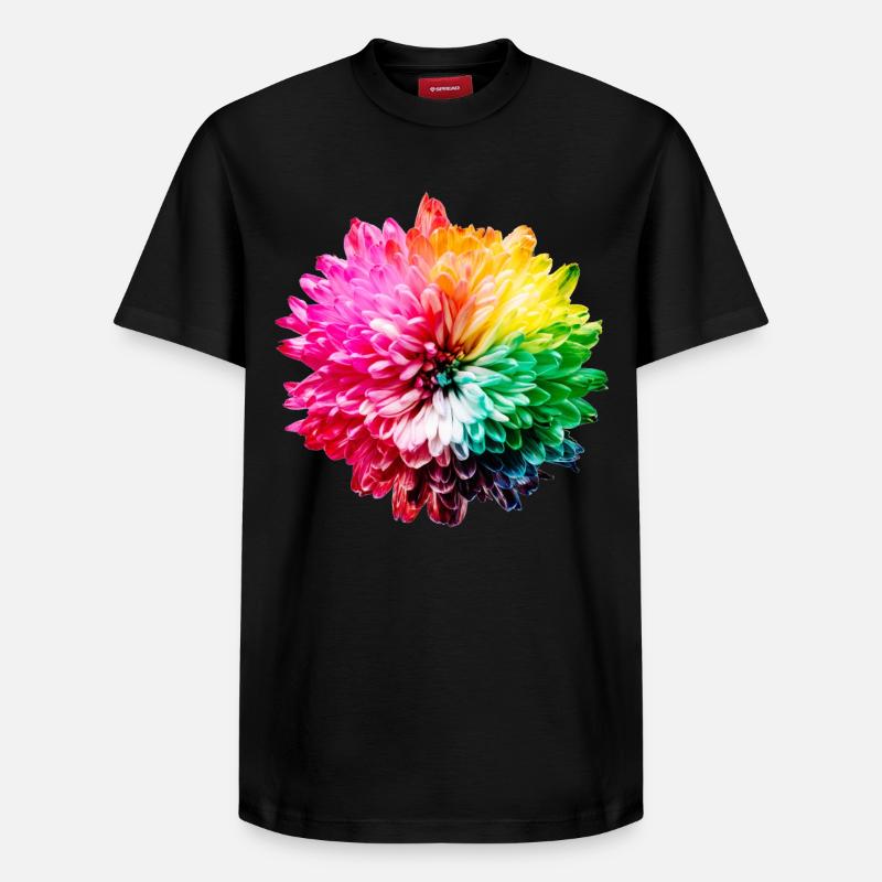 Chrysantheme Regenbogen - Relaxed Unisex Supima Cotton T-Shirt – von SPREAD - Schwarz