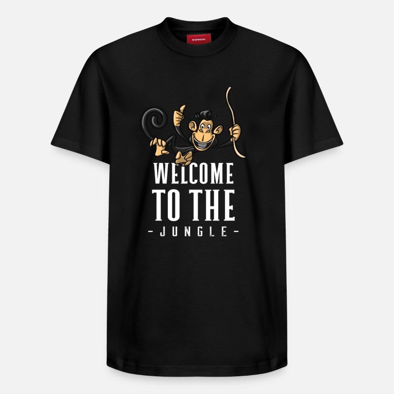 Jungle Monkey Bienvenue Design - T-shirt unisexe décontracté en coton Supima – de SPREAD - noir