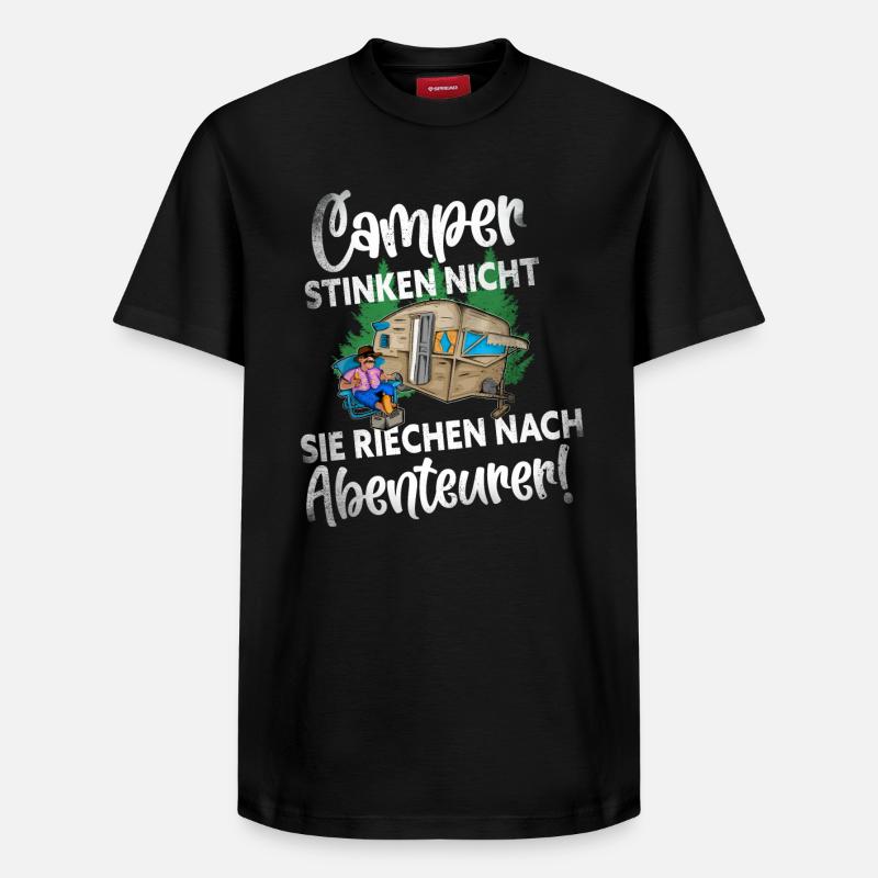 Camper Camping Lustiger Spruch - Relaxed Unisex Supima Cotton T-Shirt – von SPREAD - Schwarz