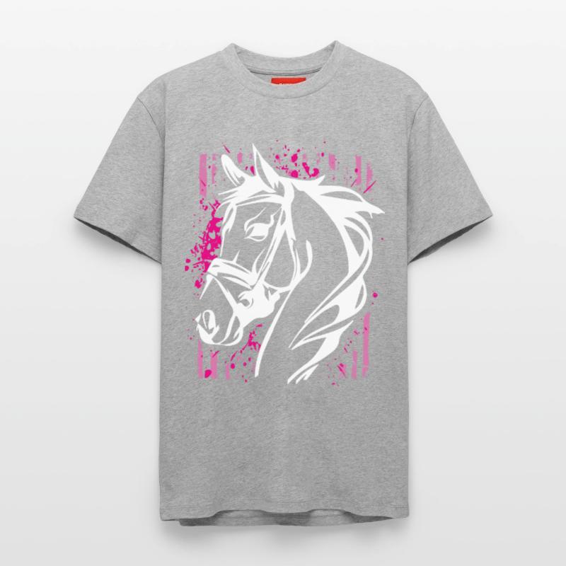 Cheval de style graffiti avec éclaboussure de couleur rose T-shirt unisexe décontracté en coton Supima – de SPREAD