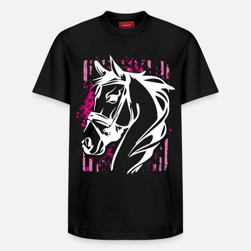 Graffiti-Stil Pferd mit Pinkem Farbsplash - Relaxed Unisex Supima Cotton T-Shirt – von SPREAD - Schwarz