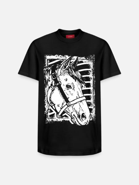 Reiten - Reiter - Pferd - Pferdekopf - Relaxed Unisex Supima Cotton T-Shirt – von SPREAD - Schwarz