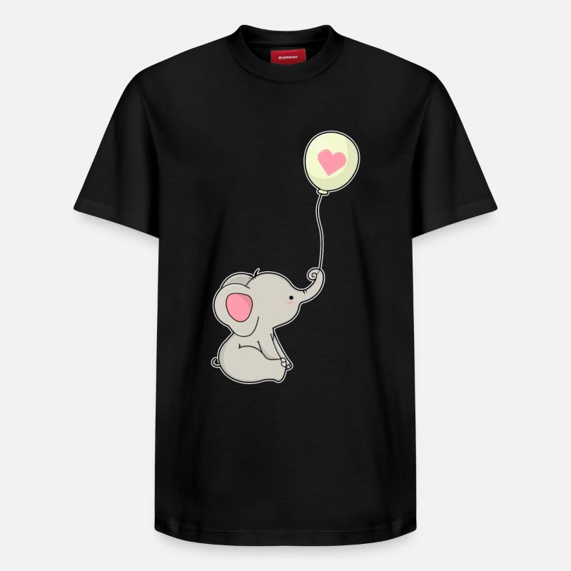 Elefant & Luftballon mit Herz - Relaxed Unisex Supima Cotton T-Shirt – von SPREAD - Schwarz