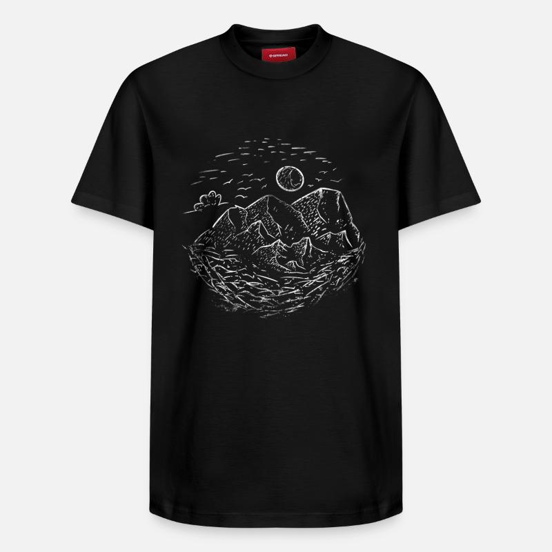 Mountains nature - Relaxed Unisex Supima Cotton T-Shirt – by SPREAD - black