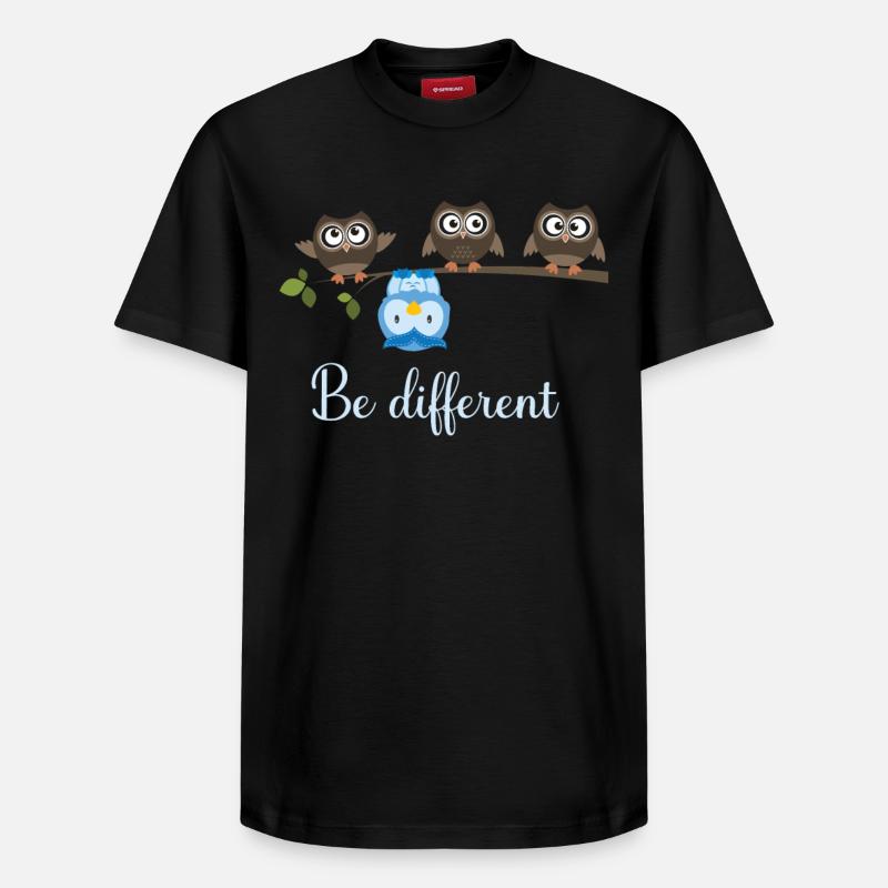 Be Different Owl - T-shirt unisexe décontracté en coton Supima – de SPREAD - noir
