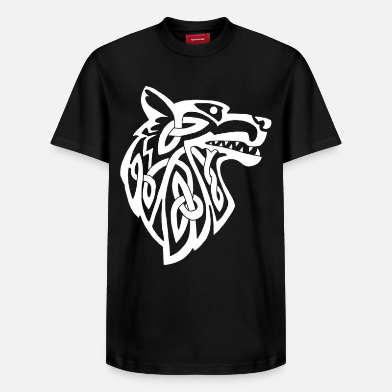 Wolf weiß Wikinger - Relaxed Unisex Supima Cotton T-Shirt – von SPREAD - Schwarz