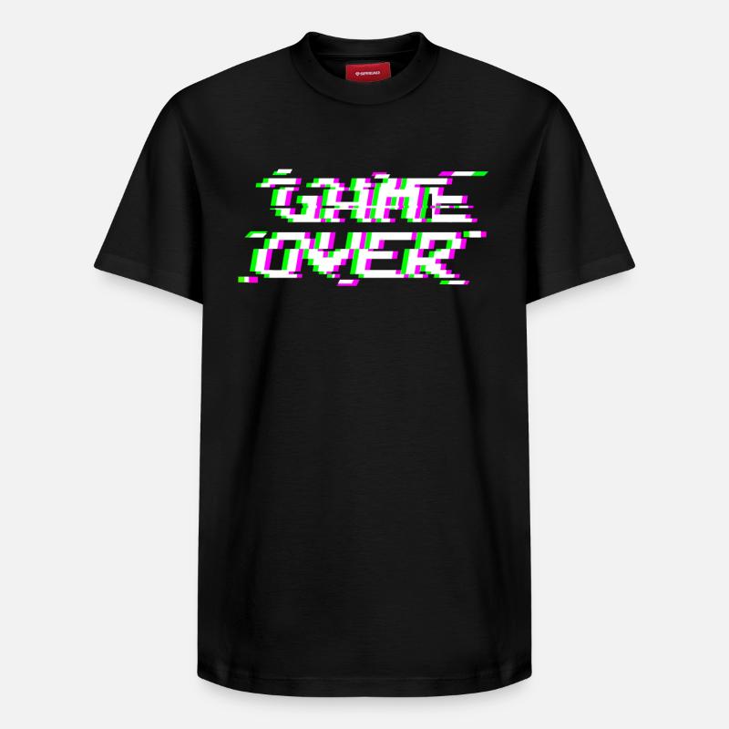 Game Over Glitch - Relaxed Unisex Supima Cotton T-Shirt – von SPREAD - Schwarz