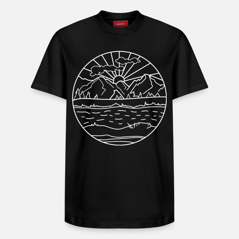 Berge Symbol - Relaxed Unisex Supima Cotton T-Shirt – von SPREAD - Schwarz