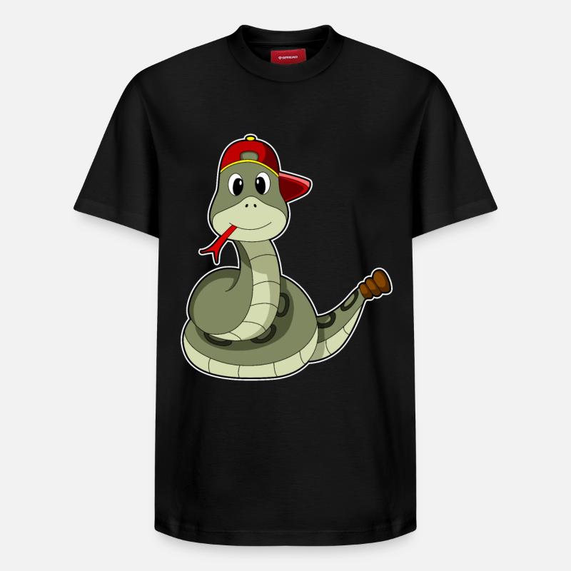 Schlange mit Cap - Relaxed Unisex Supima Cotton T-Shirt – von SPREAD - Schwarz