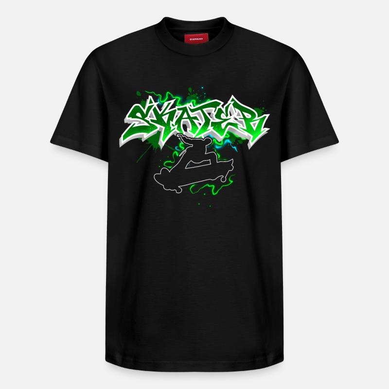 Skater Graffiti - Relaxed Unisex Supima Cotton T-Shirt – von SPREAD - Schwarz