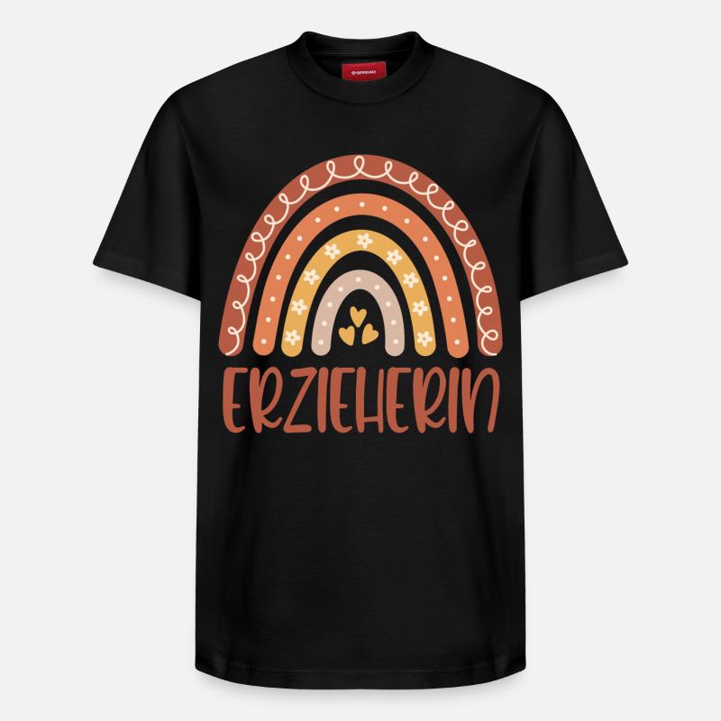 Erzieherin Regenbogen - Relaxed Unisex Supima Cotton T-Shirt – von SPREAD - Schwarz