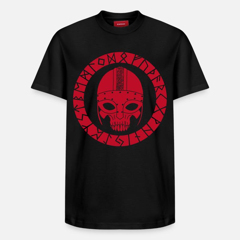 Rotes Wikinger-Todeskopf - Relaxed Unisex Supima Cotton T-Shirt – von SPREAD - Schwarz