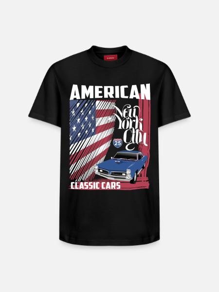 Amerikanske klassiske biler - Unisex T-shirt i Supima-bomuld med afslappet pasform – fra SPREAD - sort