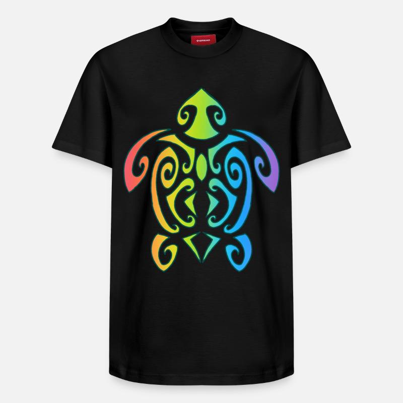 Tortue polynésienne arc-en-ciel - T-shirt unisexe décontracté en coton Supima – de SPREAD - noir