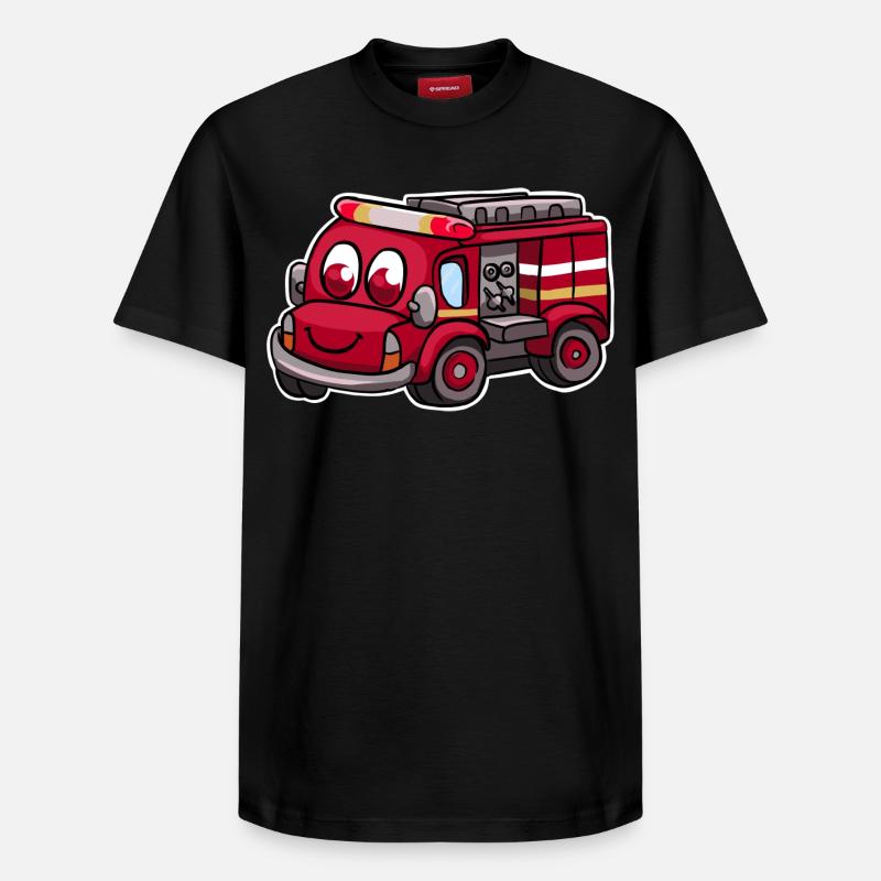 Camions de pompiers - T-shirt unisexe décontracté en coton Supima – de SPREAD - noir
