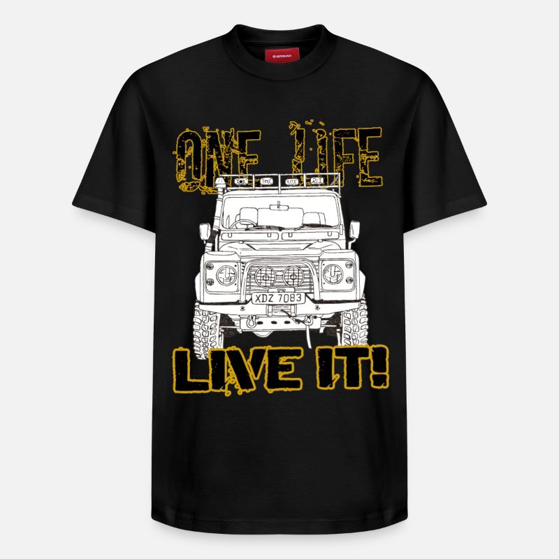 Defender one life live it - Relaxed Unisex Supima Cotton T-Shirt – von SPREAD - Schwarz