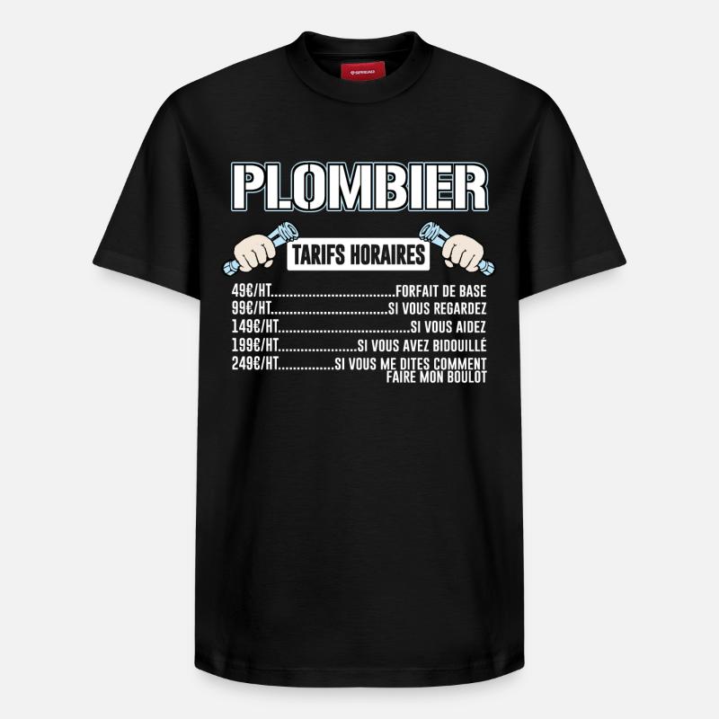 Plombier Tarifs Horaires - T-shirt unisexe décontracté en coton Supima – de SPREAD - noir
