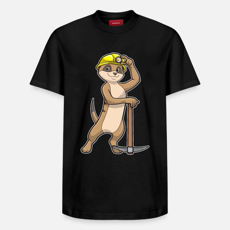 Erdmännchen als Bergarbeiter mit Spitzhacke - Relaxed Unisex Supima Cotton T-Shirt – von SPREAD - Schwarz