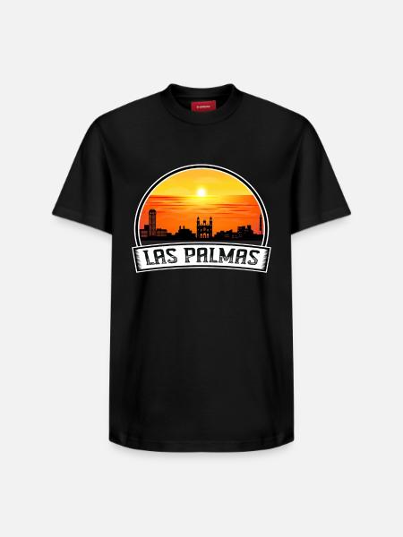 Las Palmas Spanien Skyline Vintage Sunset Travel Sou - Unisex T-shirt i Supima-bomuld med afslappet pasform – fra SPREAD - sort