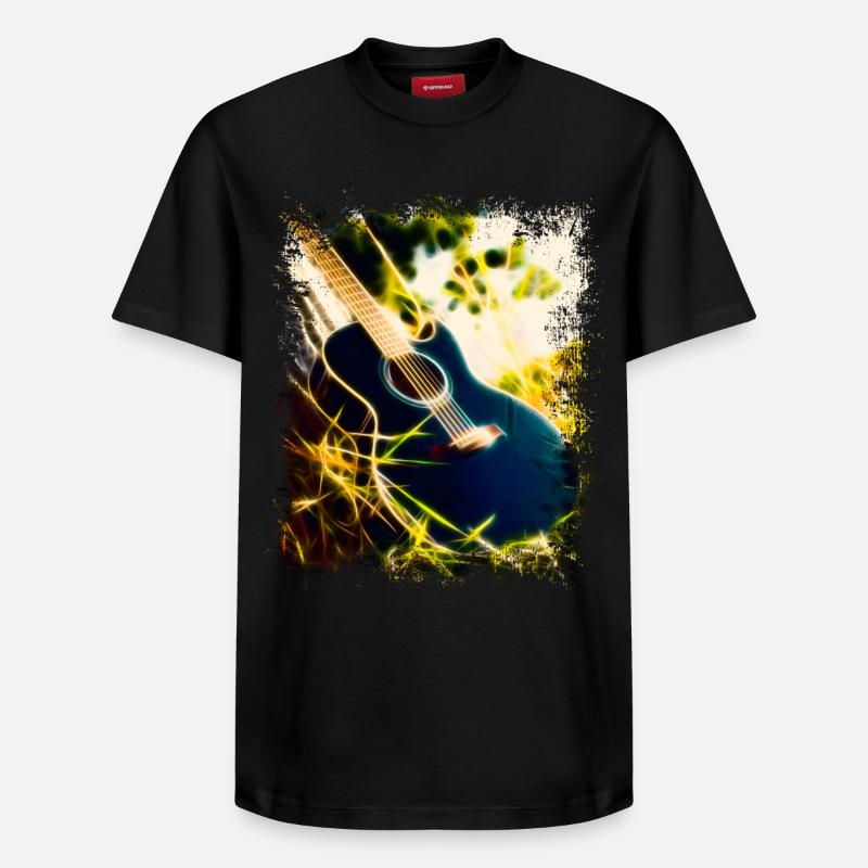 Guitare dans l’herbe - T-shirt unisexe décontracté en coton Supima – de SPREAD - noir
