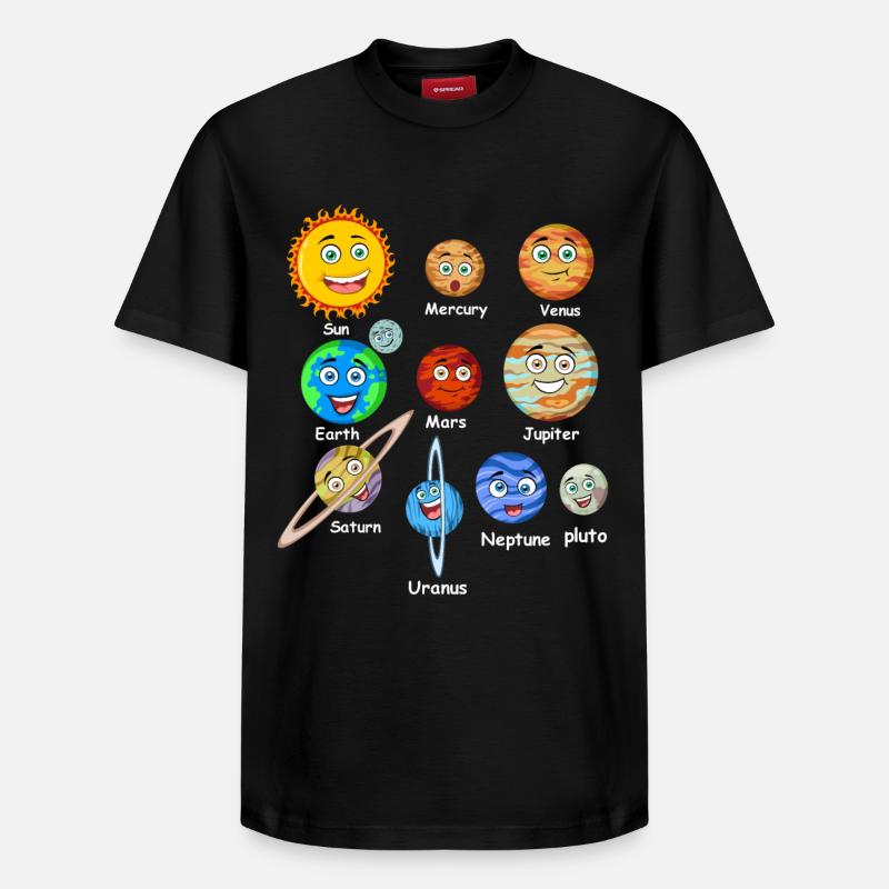 Solar system planets - Relaxed Unisex Supima Cotton T-Shirt – by SPREAD - black