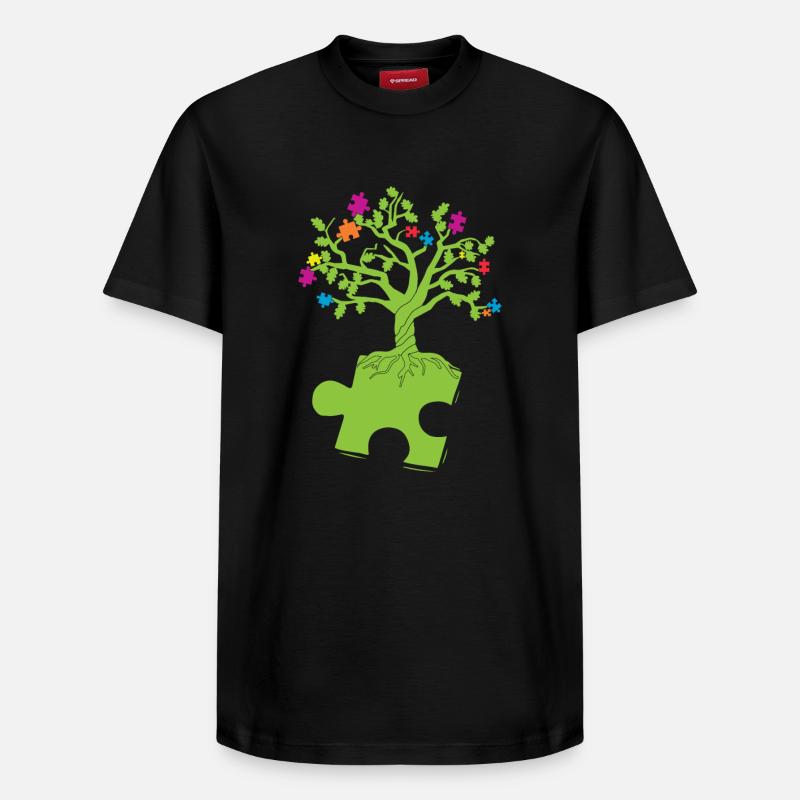 Autismus Awareness Puzzle Baum - Relaxed Unisex Supima Cotton T-Shirt – von SPREAD - Schwarz