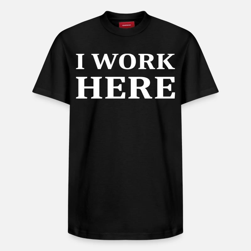 I work here - Relaxed Unisex Supima Cotton T-Shirt – by SPREAD - black