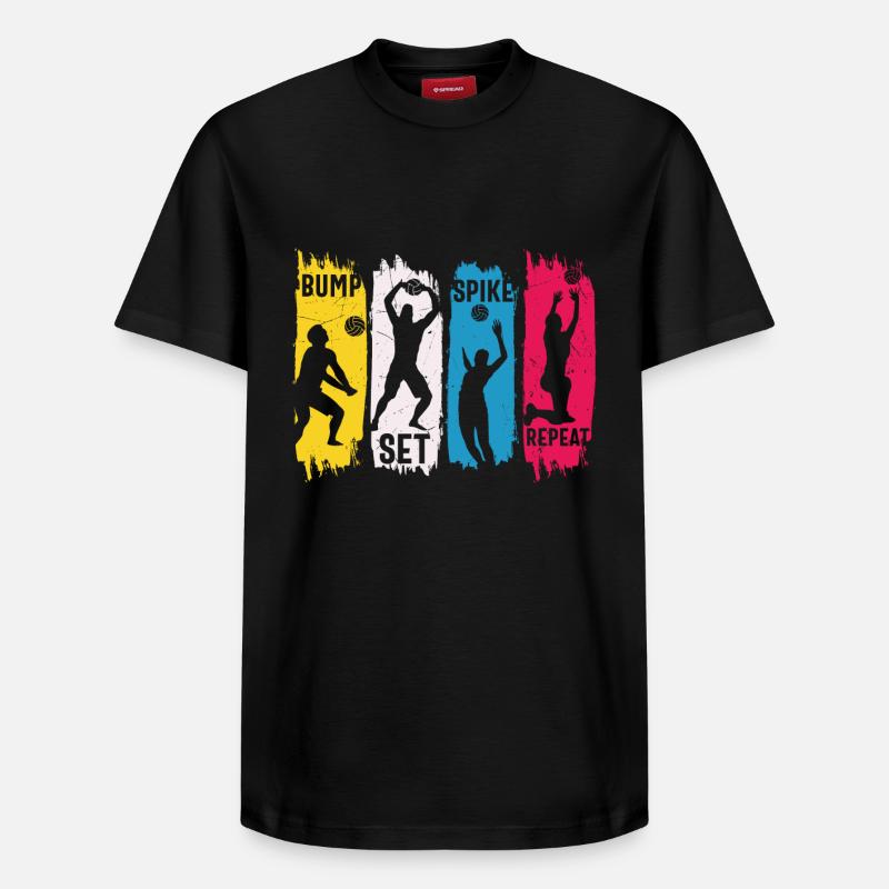Volleyball Bump Set Spike Répéter - T-shirt unisexe décontracté en coton Supima – de SPREAD - noir