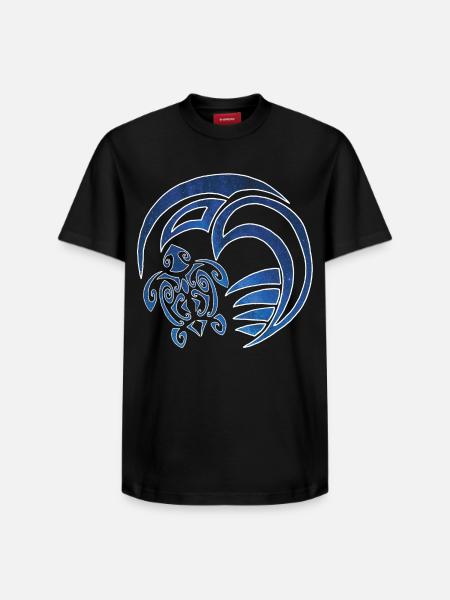 Turtle, ocean and starry sky - Relaxed Unisex Supima Cotton T-Shirt – by SPREAD - black